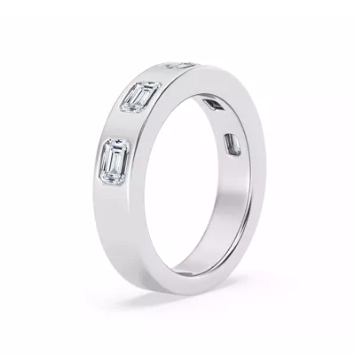 Flush Set Emerald-Cut Diamond Band