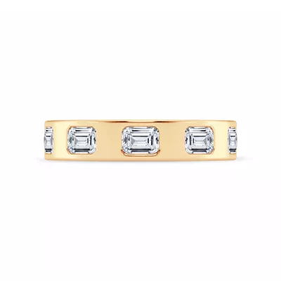 Flush Set Emerald-Cut Diamond Band