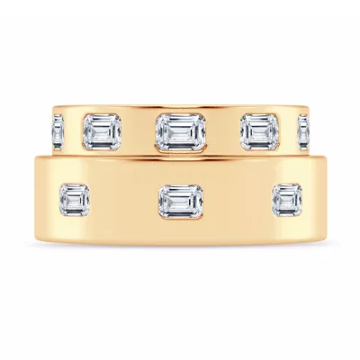 Flush Set Emerald-Cut Diamond Band