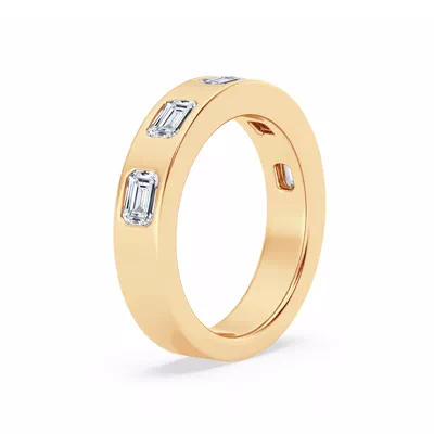 Flush Set Emerald-Cut Diamond Band