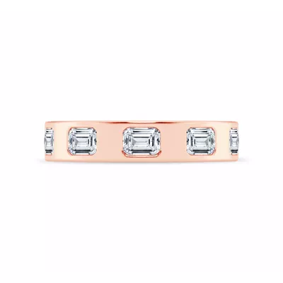 Flush Set Emerald-Cut Diamond Band