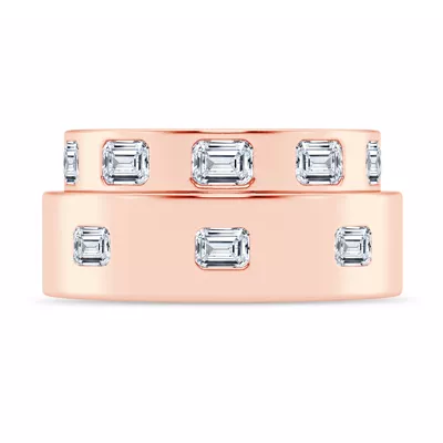 Flush Set Emerald-Cut Diamond Band
