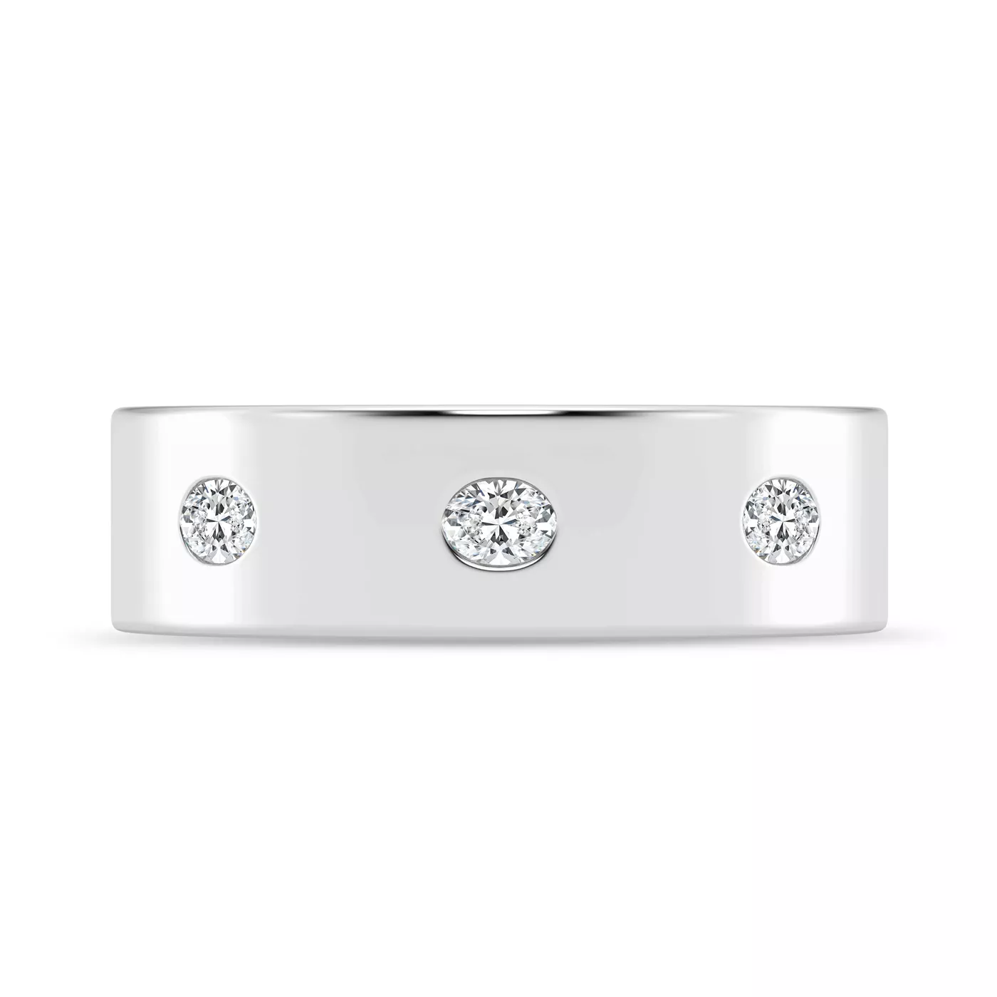 Flush Set Oval Lab Diamond Band (7mm)