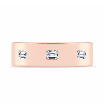 Flush Set Emerald-Cut Lab Diamond Band (7mm)