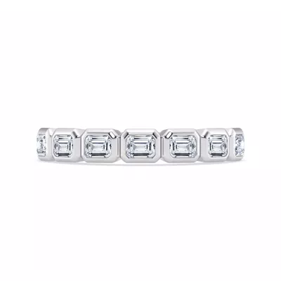 East-West Emerald-Cut Lab Diamond Bezel Band