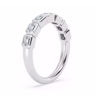 East-West Emerald-Cut Lab Diamond Bezel Band