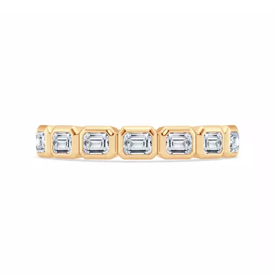 East-West Emerald-Cut Lab Diamond Bezel Band