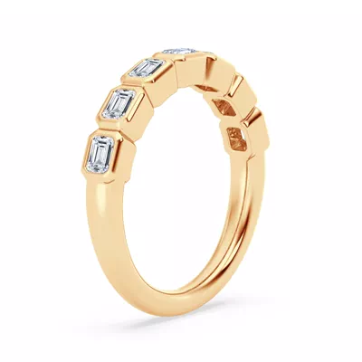 East-West Emerald-Cut Lab Diamond Bezel Band