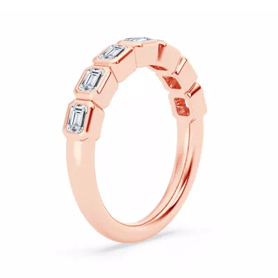 East-West Emerald-Cut Lab Diamond Bezel Band