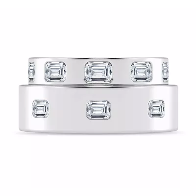 Flush Set Emerald-Cut Lab Diamond Band