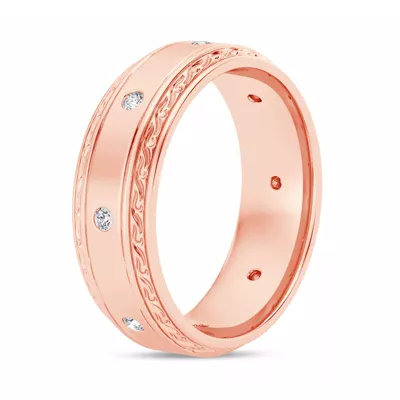Engraved Lab Diamond Beveled Eternity Band (8mm)