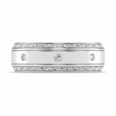 Engraved Lab Diamond Beveled Eternity Band (8mm)
