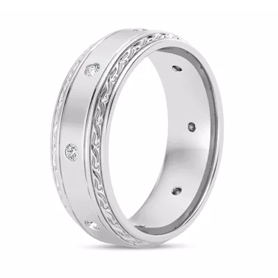 Engraved Lab Diamond Beveled Eternity Band (8mm)