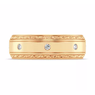 Engraved Lab Diamond Beveled Eternity Band (8mm)