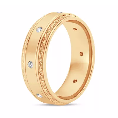 Engraved Lab Diamond Beveled Eternity Band (8mm)