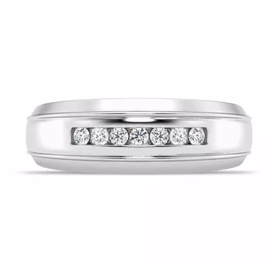 Grooved Channel-Set Lab Diamond Band (7.5mm)