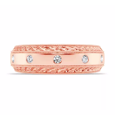 Engraved Lab Diamond Milgrain Band (7.5mm)