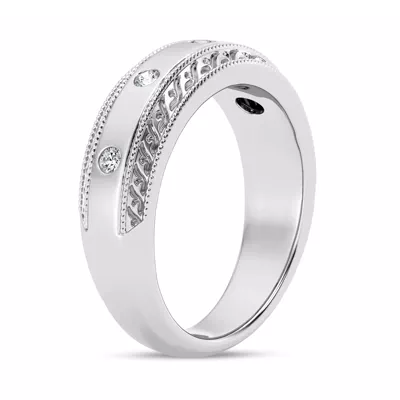 Engraved Lab Diamond Milgrain Band (7.5mm)