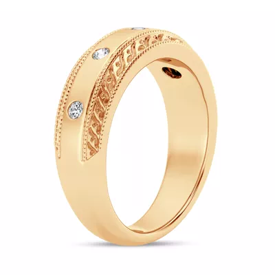 Engraved Lab Diamond Milgrain Band (7.5mm)