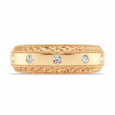 Engraved Lab Diamond Milgrain Band (7.5mm)