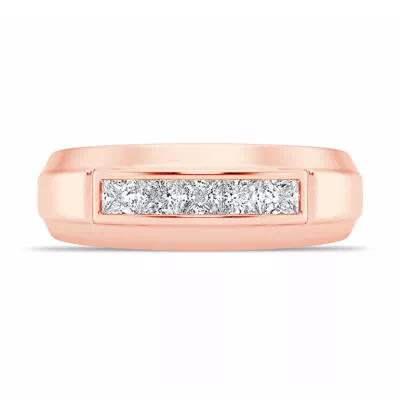 Raised Channel-Set Princess-Cut Lab Diamond Band (7mm)