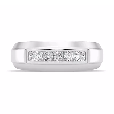 Raised Channel-Set Princess-Cut Lab Diamond Band (7mm)