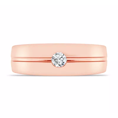 Grooved Lab Diamond Solitaire Band (7mm)
