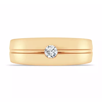 Grooved Lab Diamond Solitaire Band (7mm)