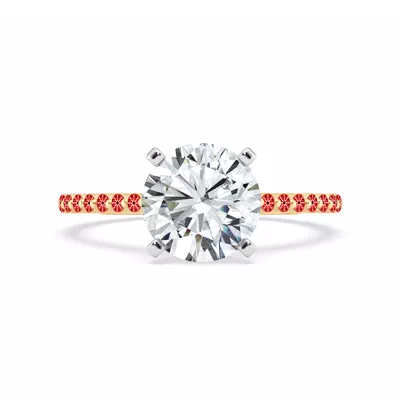 Signature Hearts & Arrows Shared Prong Cathedral Lab Engagement Ring (1/4ct. tw.)