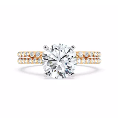 Signature Hearts & Arrows Shared Prong Cathedral Lab Engagement Ring (1/4ct. tw.)