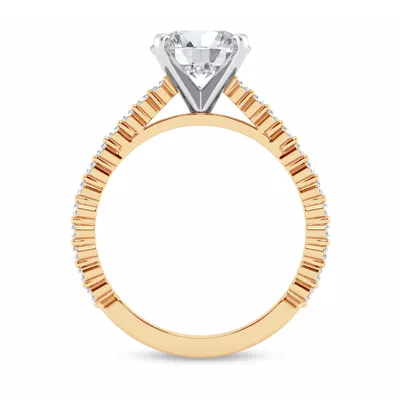 Signature Hearts & Arrows Shared Prong Cathedral Lab Engagement Ring (1/4ct. tw.)