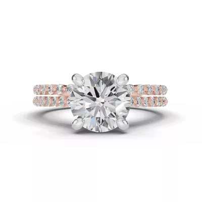 Signature Hearts & Arrows Shared Prong Cathedral Lab Engagement Ring (1/4ct. tw.)