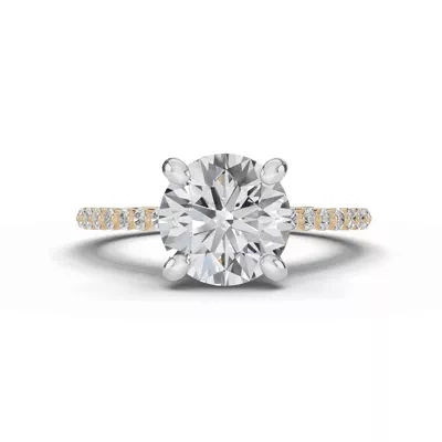 Signature Hearts & Arrows Shared Prong Cathedral Lab Engagement Ring (1/4ct. tw.)