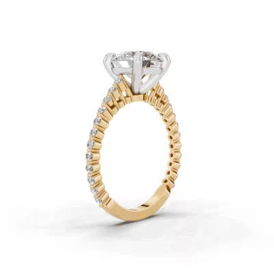 Signature Hearts & Arrows Shared Prong Cathedral Lab Engagement Ring (1/4ct. tw.)