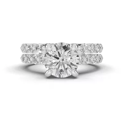 Signature Hearts & Arrows Shared Prong Cathedral Lab Engagement Ring (.70ct. tw.)