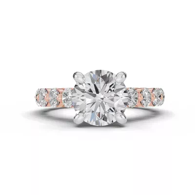 Signature Hearts & Arrows Shared Prong Cathedral Lab Engagement Ring (.95ct. tw.)