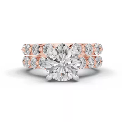 Signature Hearts & Arrows Shared Prong Cathedral Lab Engagement Ring (.95ct. tw.)