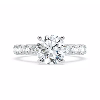 Signature Hearts & Arrows Shared Prong Cathedral Lab Engagement Ring (.95ct. tw.)