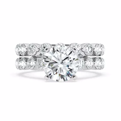 Signature Hearts & Arrows Shared Prong Cathedral Lab Engagement Ring (.95ct. tw.)