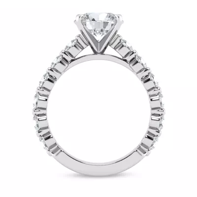Signature Hearts & Arrows Shared Prong Cathedral Lab Engagement Ring (.95ct. tw.)