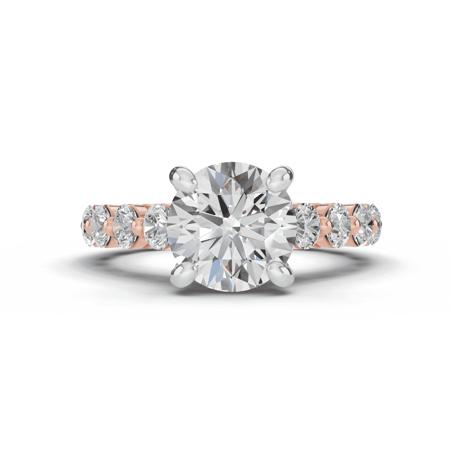 Signature Hearts & Arrows Shared Prong Cathedral Lab Engagement Ring (.95ct. tw.)
