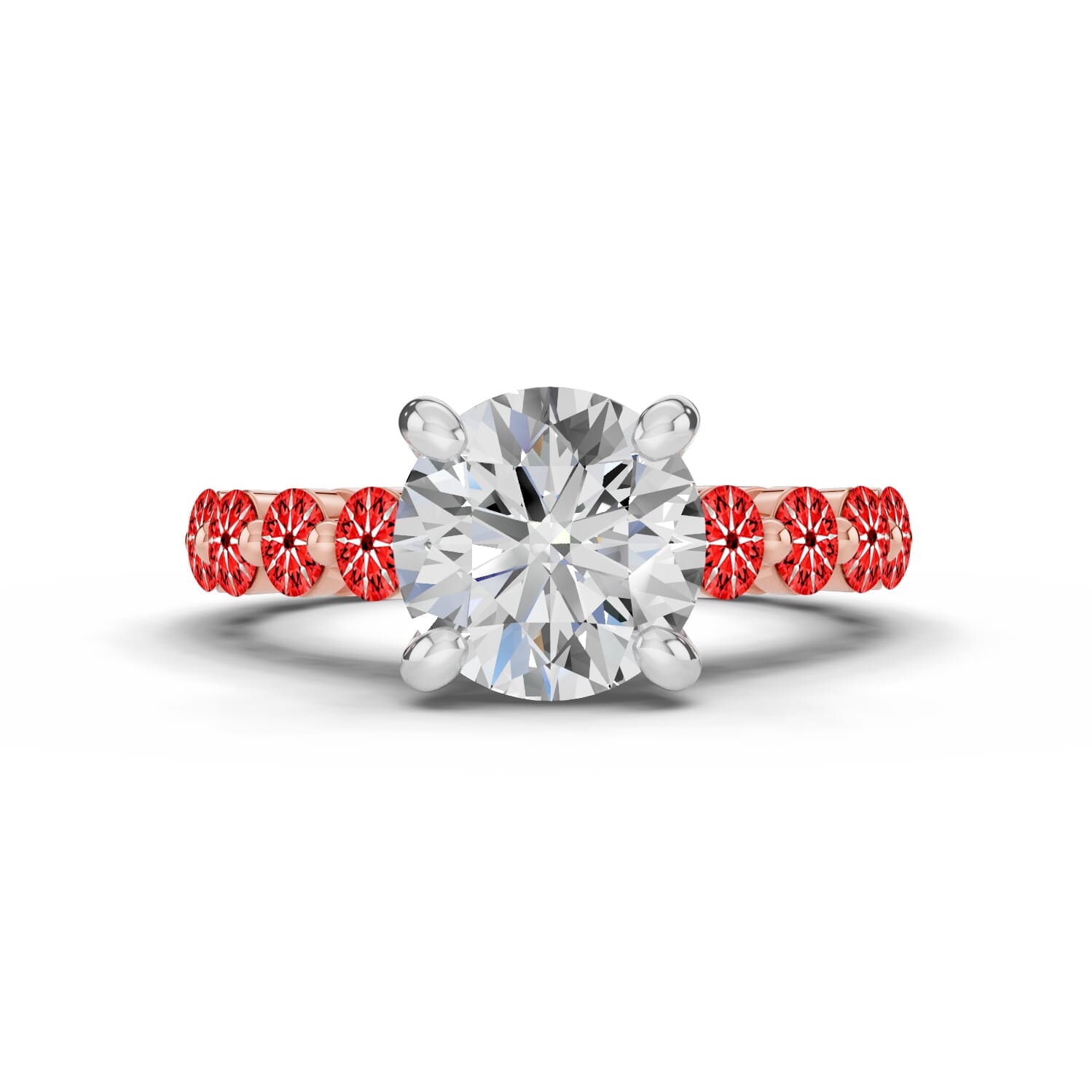 Signature Hearts & Arrows Shared Prong Cathedral Lab Engagement Ring (.95ct. tw.)