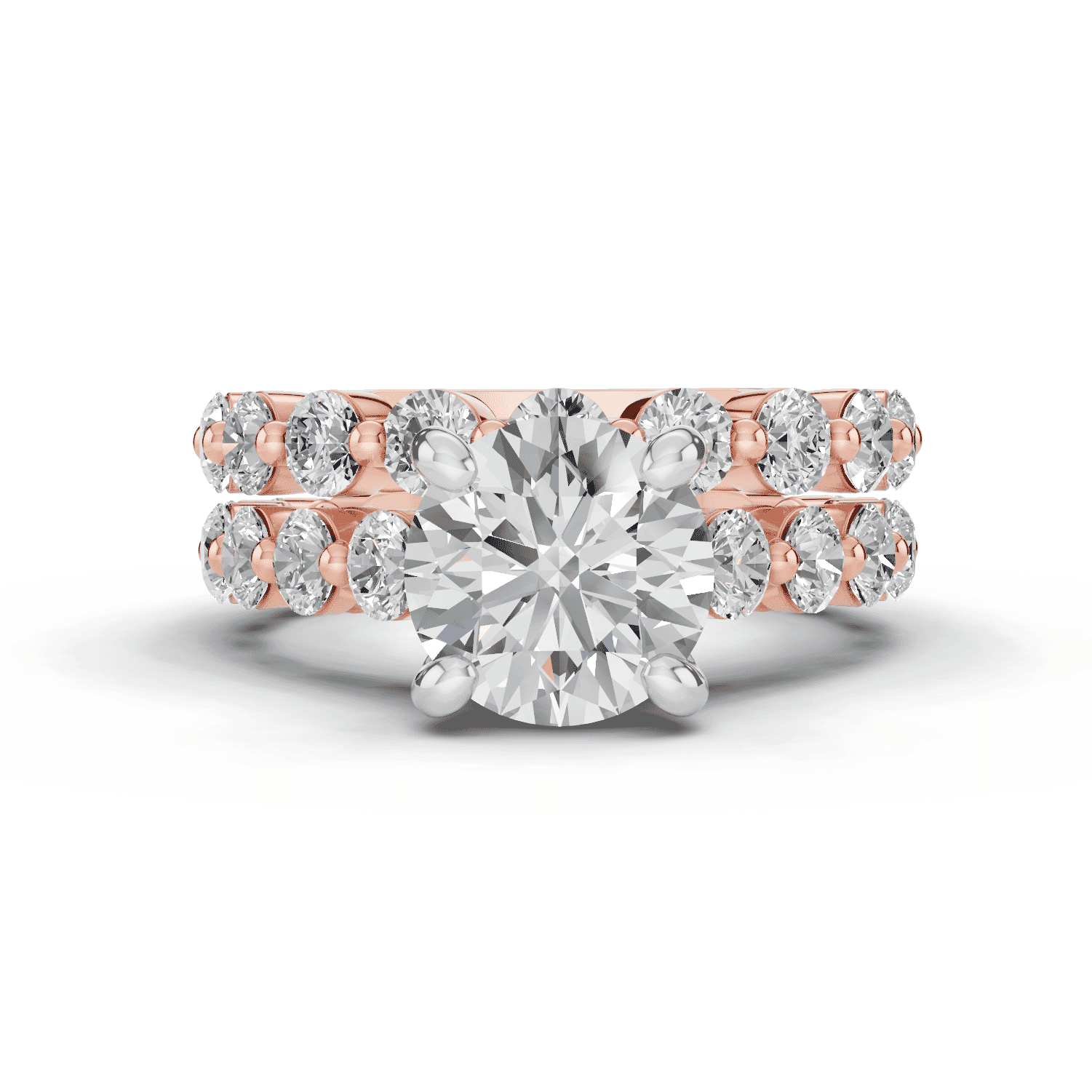 Signature Hearts & Arrows Shared Prong Cathedral Lab Engagement Ring (.95ct. tw.)