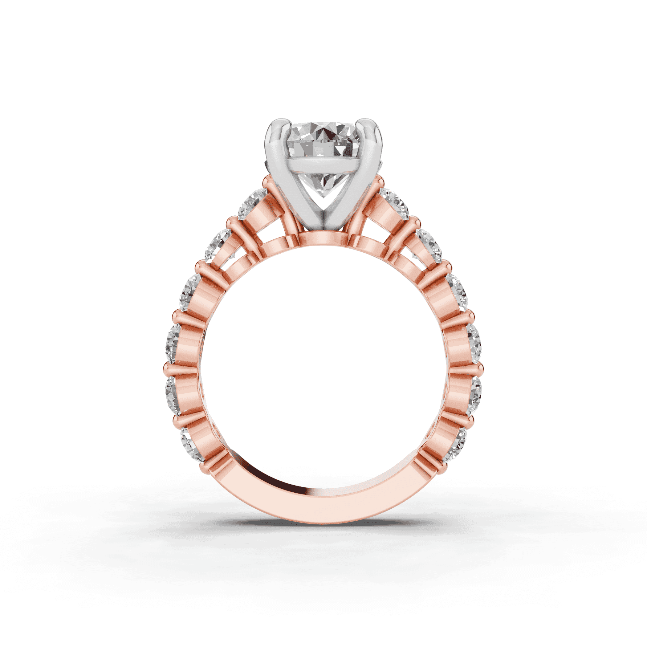 Signature Hearts & Arrows Shared Prong Cathedral Lab Engagement Ring (.95ct. tw.)
