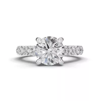 Signature Hearts & Arrows Shared Prong Cathedral Lab Engagement Ring (.95ct. tw.)
