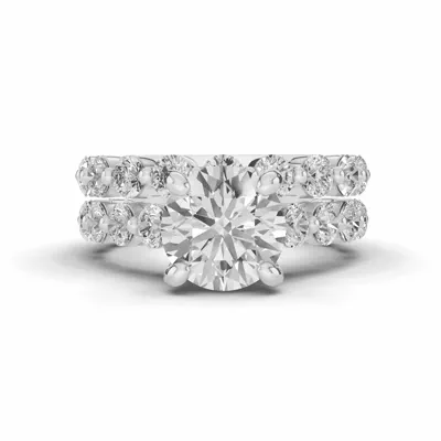 Signature Hearts & Arrows Shared Prong Cathedral Lab Engagement Ring (.95ct. tw.)