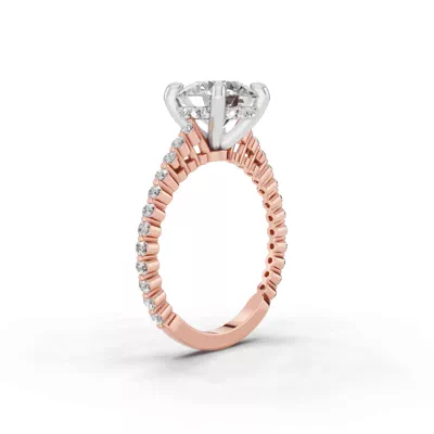 Signature Hearts & Arrows Shared Prong Hidden Halo Cathedral Lab Engagement Ring (.35ct. tw.)
