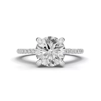 Signature Hearts & Arrows Shared Prong Hidden Halo Cathedral Lab Engagement Ring (.35ct. tw.)