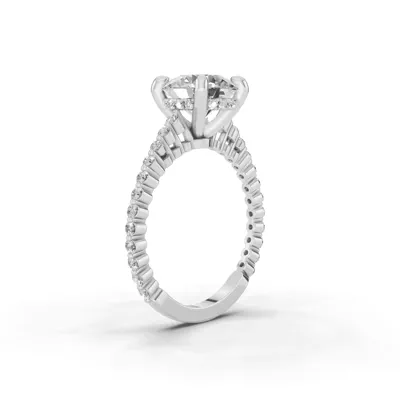 Signature Hearts & Arrows Shared Prong Hidden Halo Cathedral Lab Engagement Ring (.35ct. tw.)