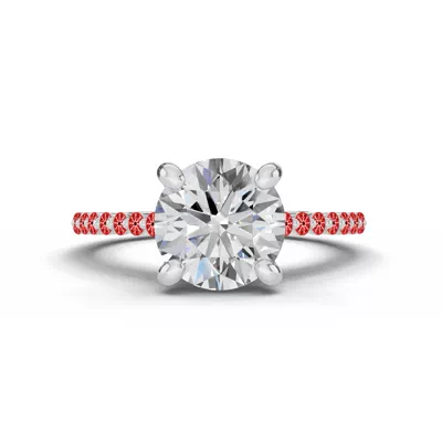 Signature Hearts & Arrows Shared Prong Hidden Halo Cathedral Lab Engagement Ring (.35ct. tw.)